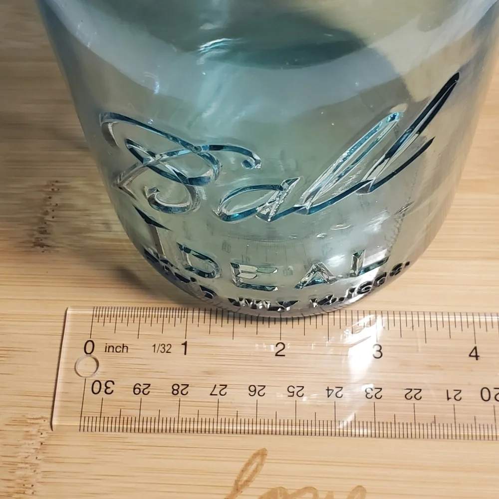 BALL Ideal Canning / Mason Jar 1 Quart Aqua Blue Mold #4 Vintage 1923 To 1933